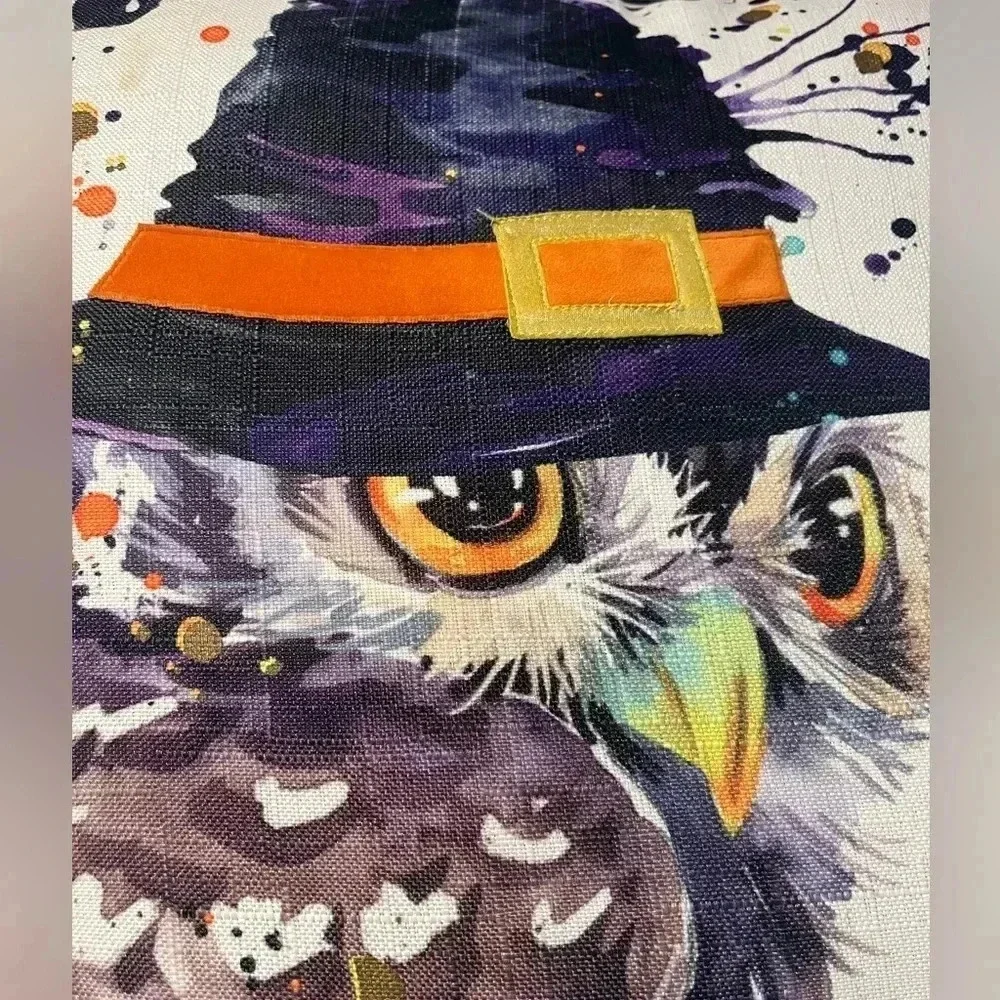 Halloween pillow - owl/witch EUC